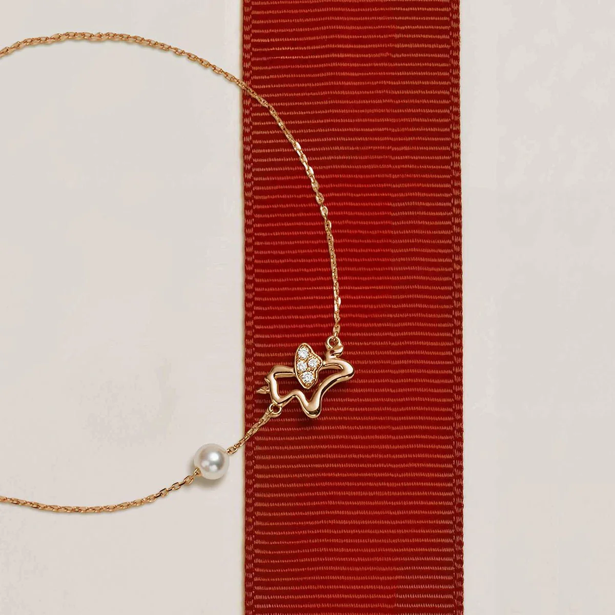 Freshwater Pearl 9K Rose Gold Lab-Grown Diamonds Lucky Flying Horse Bracelet - Image 3