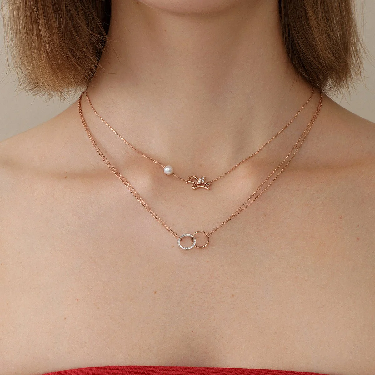 Freshwater Pearl 9K Rose Gold Lab-Grown Diamonds Lucky Flying Horse Necklace - Image 9