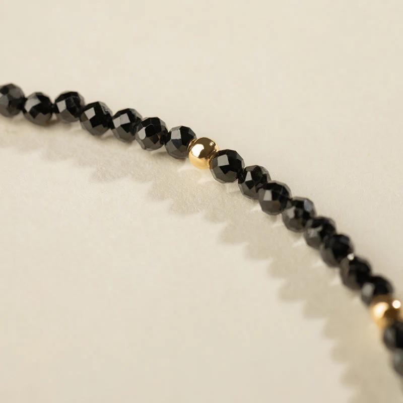 Freshwater Pearl Black Spinel Gold Vermeil Smile Bracelet in 925 Sterling Silver - Image 4