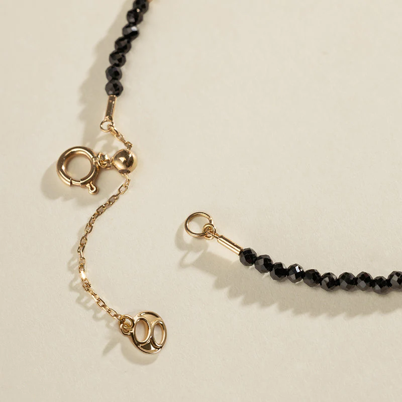 Freshwater Pearl Black Spinel Gold Vermeil Smile Bracelet in 925 Sterling Silver - Image 7