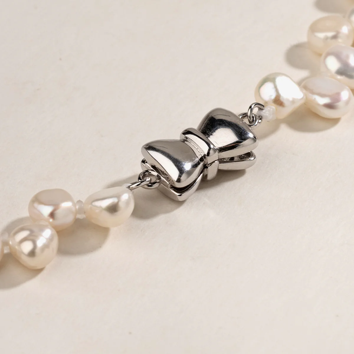 Freshwater Pearl Butterfly Clasp Strand Necklace in 925 Sterling Silver - Image 5