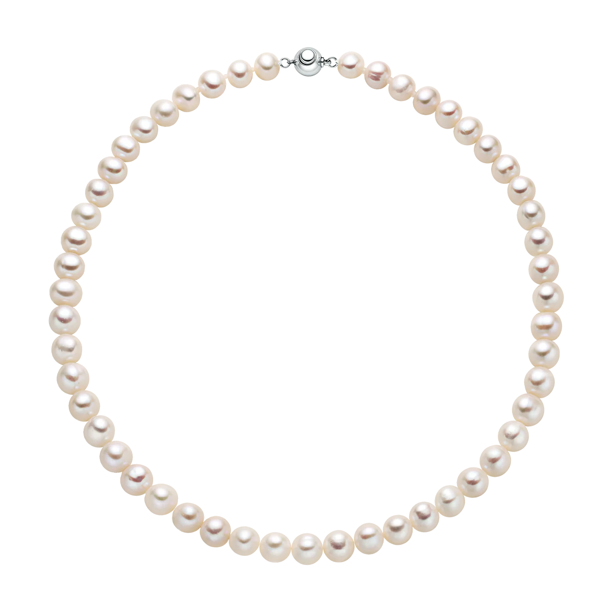 Freshwater Pearl Classic Round Strand Necklace in 925 Sterling Silver - Image 3