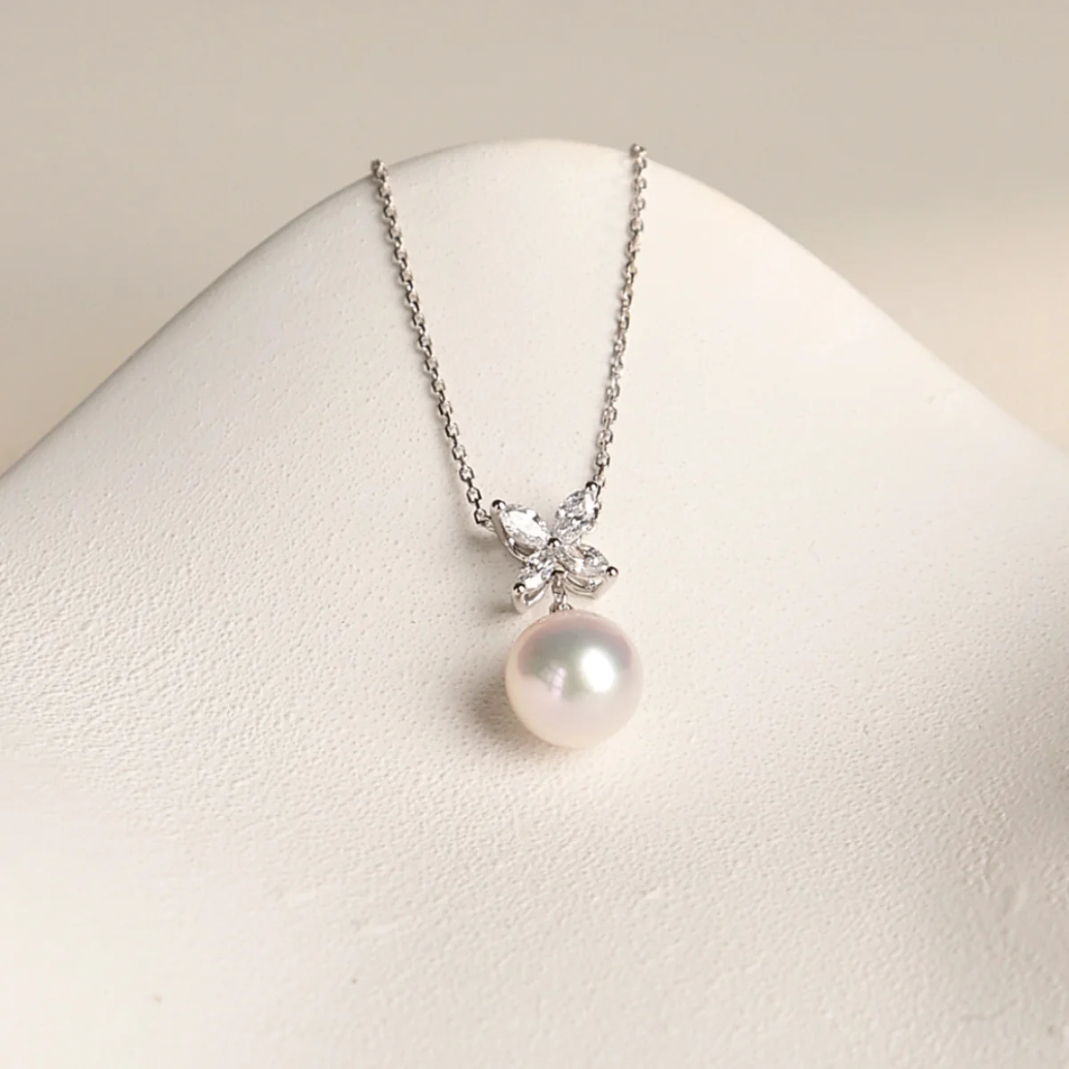 Freshwater Pearl CZ Butterfly Drop Necklace in 925 Sterling Silver - Image 5