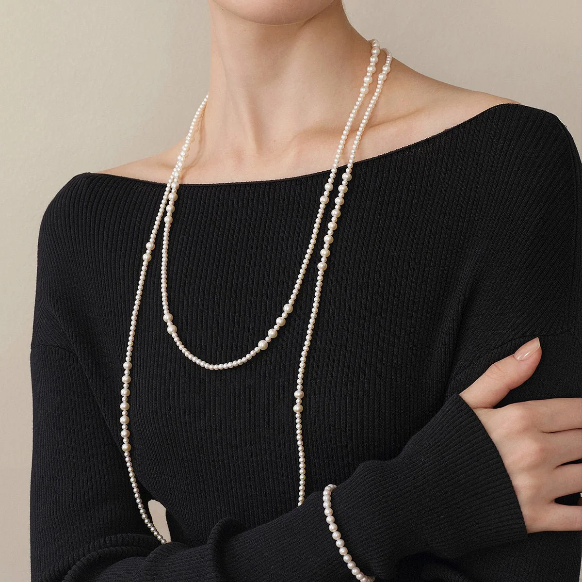 Freshwater Pearl Dewdrop Extra-Long Strand Necklace - Image 6