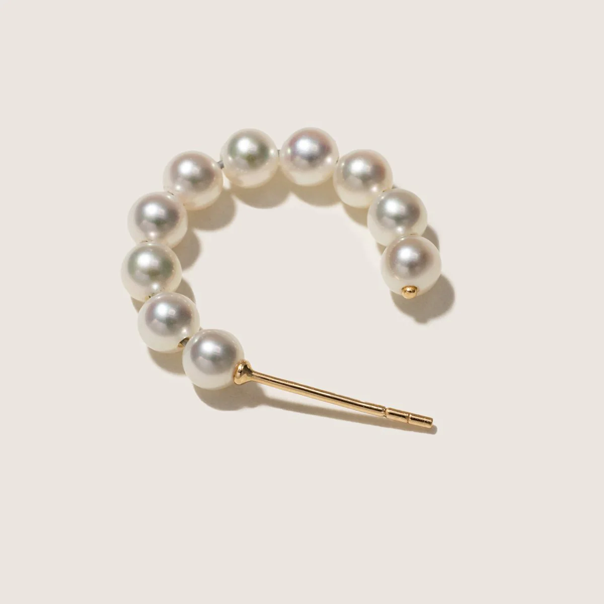 Freshwater Pearl Gold Vermeil Glance Back Circle Earrings in 925 Sterling Silver - Image 5