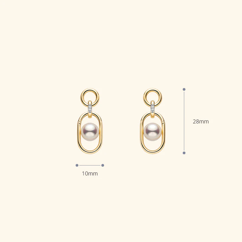 Freshwater Pearl Gold Vermeil Interlocking Hoop Drop Earrings in 925 Sterling Silver - Image 11