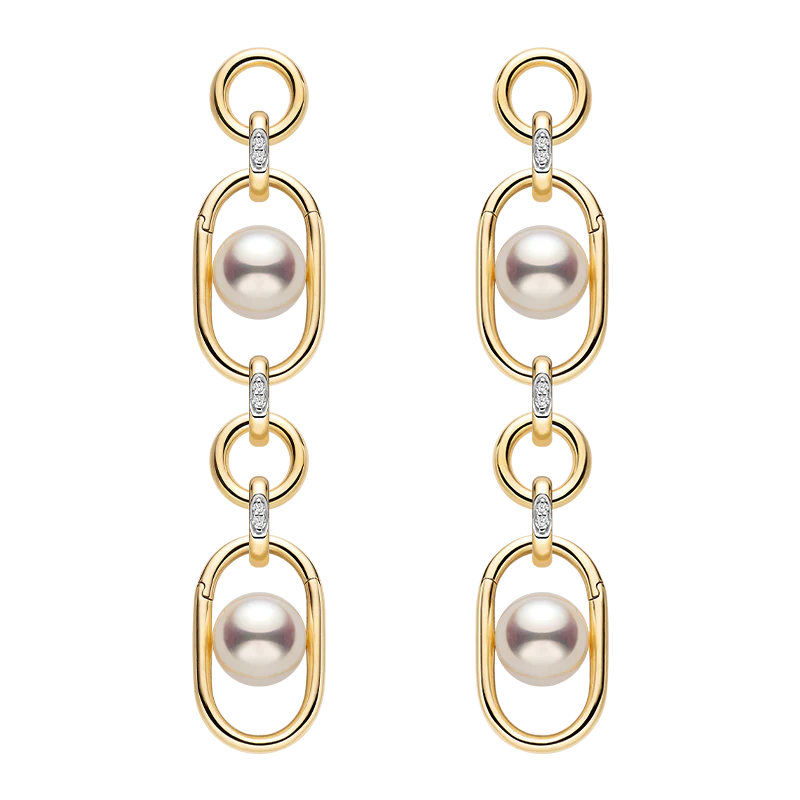 Freshwater Pearl Gold Vermeil Interlocking Hoop Drop Earrings in 925 Sterling Silver - Image 5