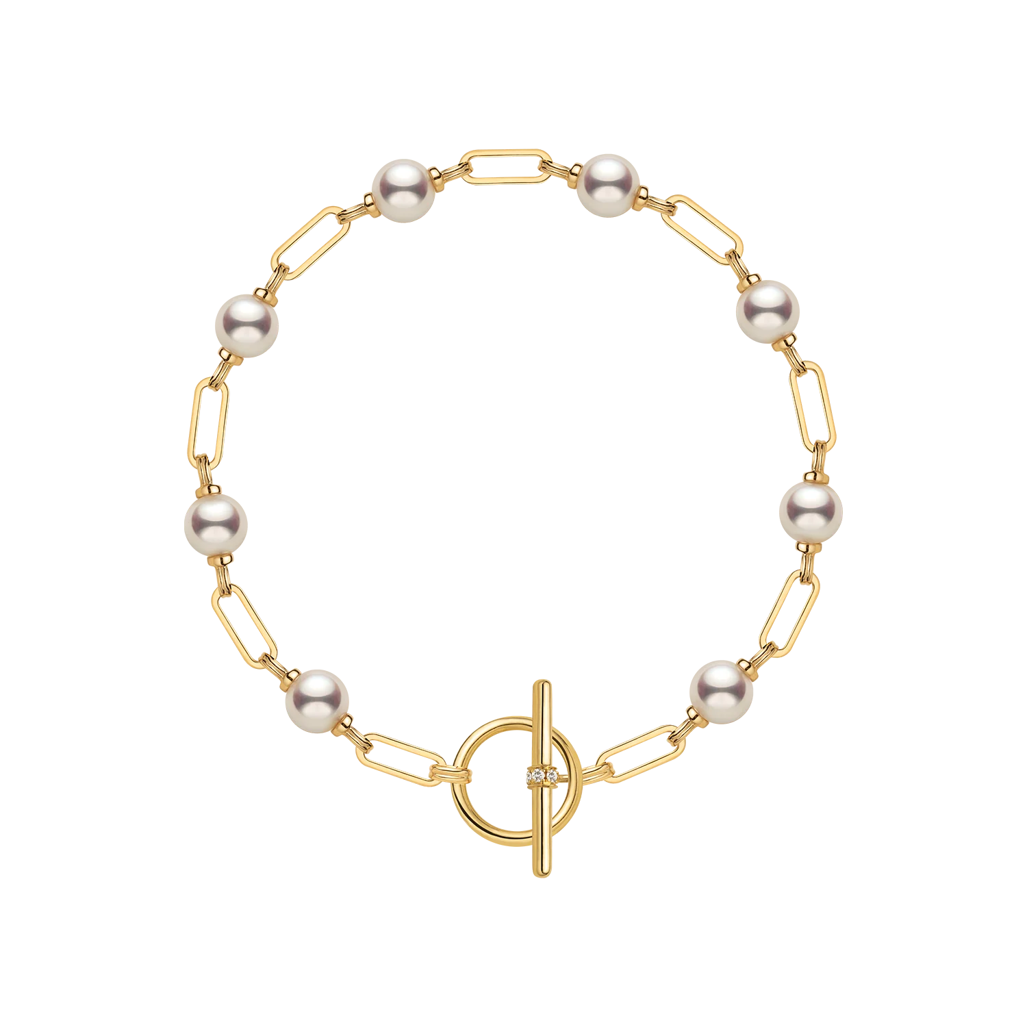 Freshwater Pearl Gold Vermeil Lab-grown Diamond Harmonia Knot Chain Bracelet in 925 Sterling Silver