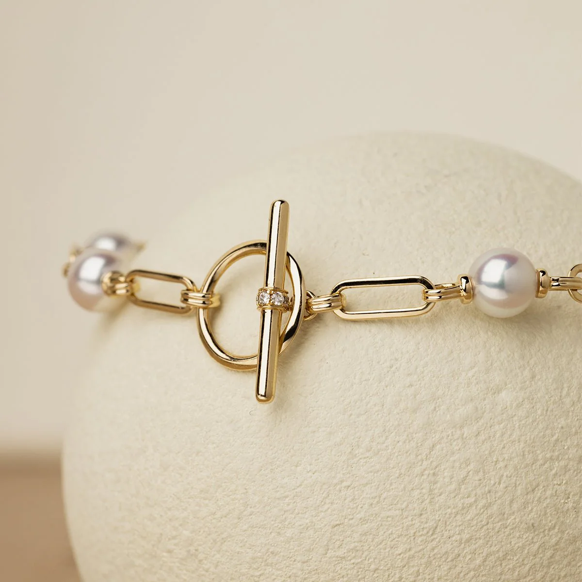 Freshwater Pearl Gold Vermeil Lab-grown Diamond Harmonia Knot Chain Bracelet in 925 Sterling Silver - Image 5