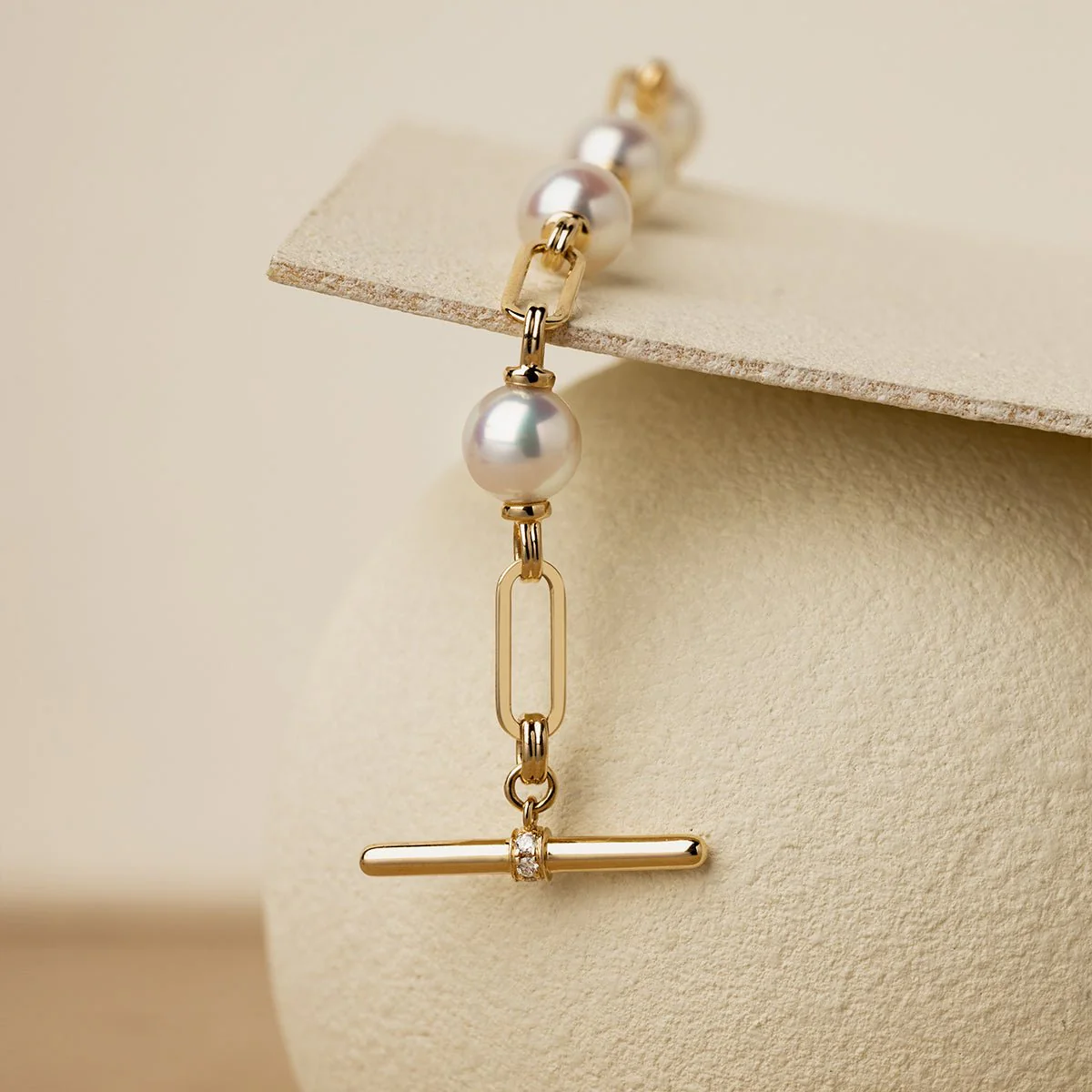 Freshwater Pearl Gold Vermeil Lab-grown Diamond Harmonia Knot Chain Bracelet in 925 Sterling Silver - Image 7