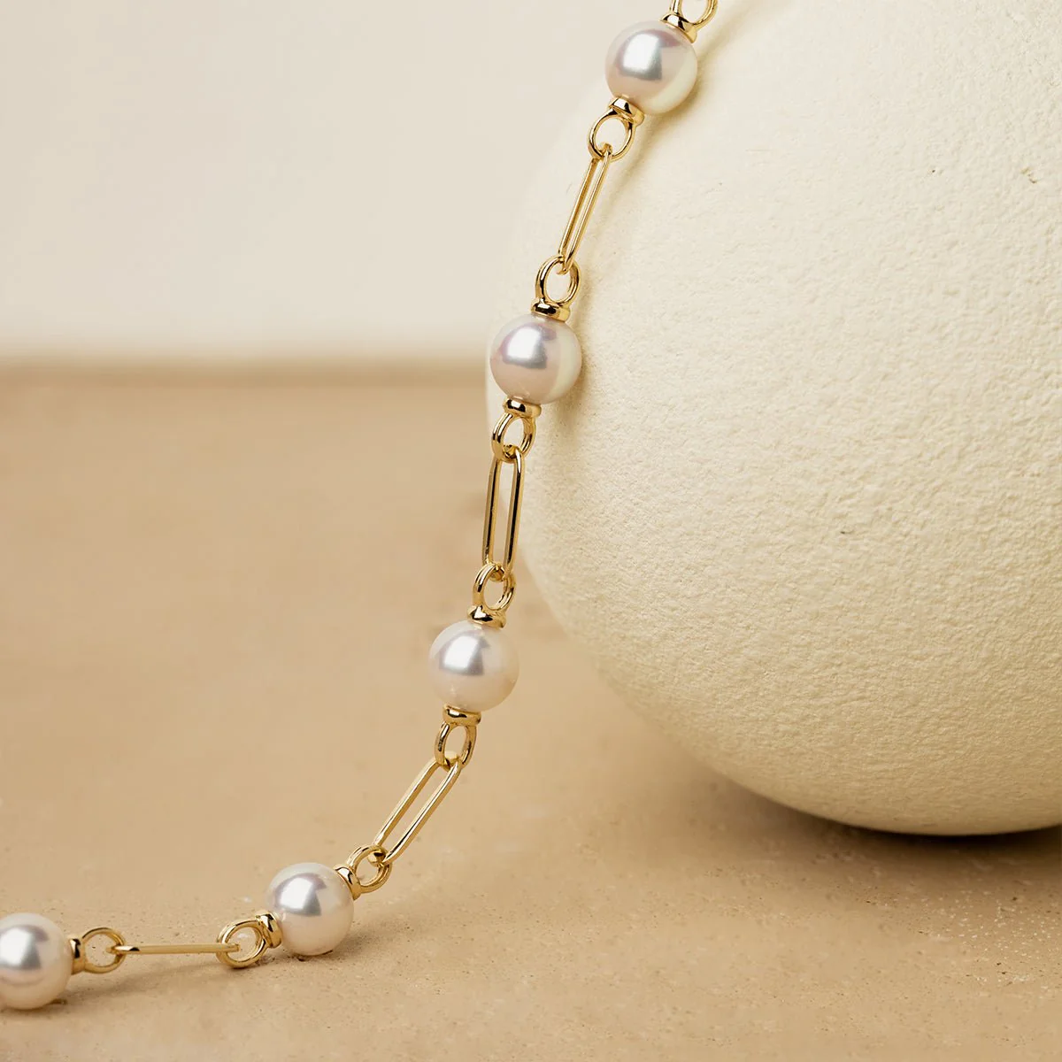Freshwater Pearl Gold Vermeil Lab-grown Diamond Harmonia Knot Chain Bracelet in 925 Sterling Silver - Image 9