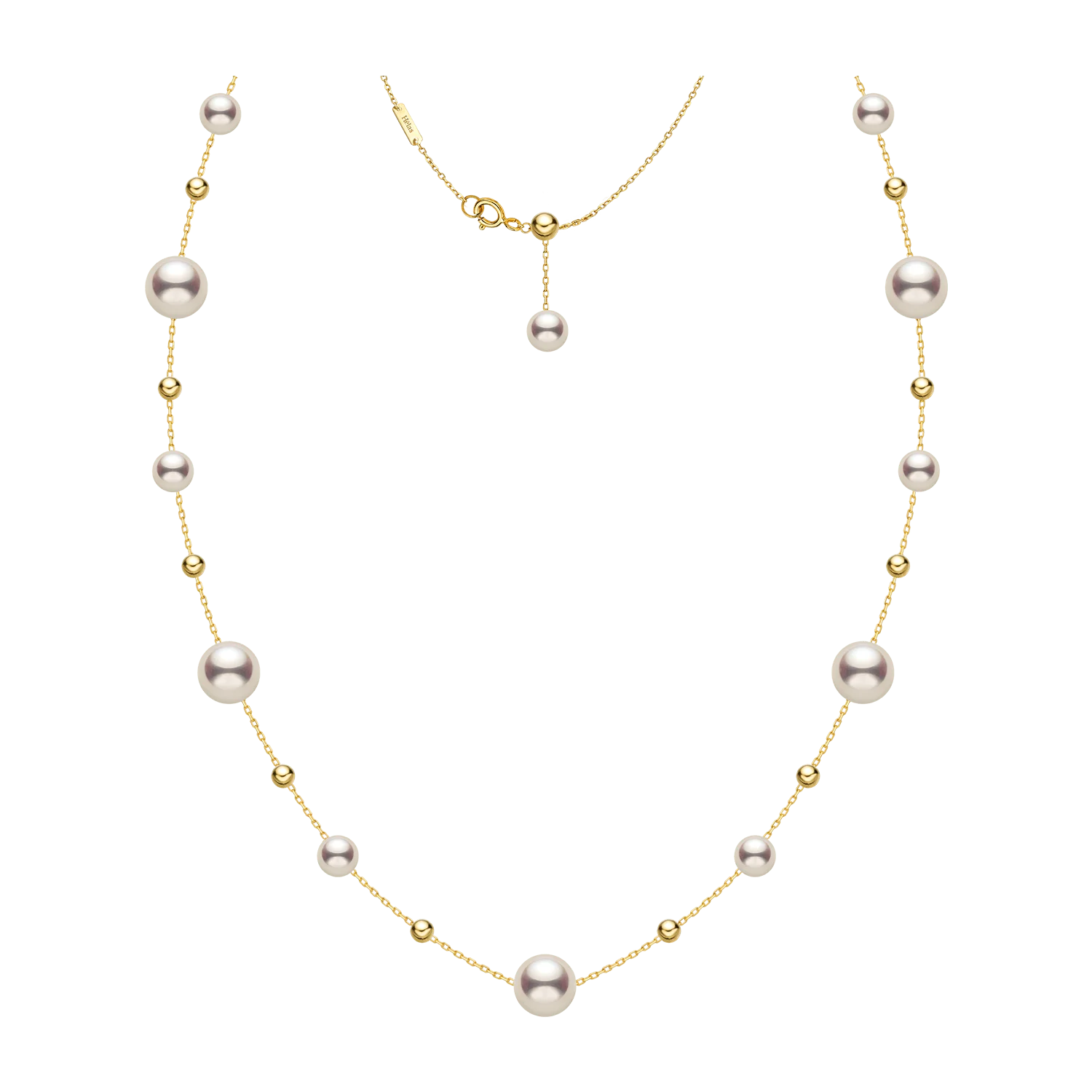 Freshwater Pearl Gold Vermeil Station Necklace in 925 Sterling Silver
