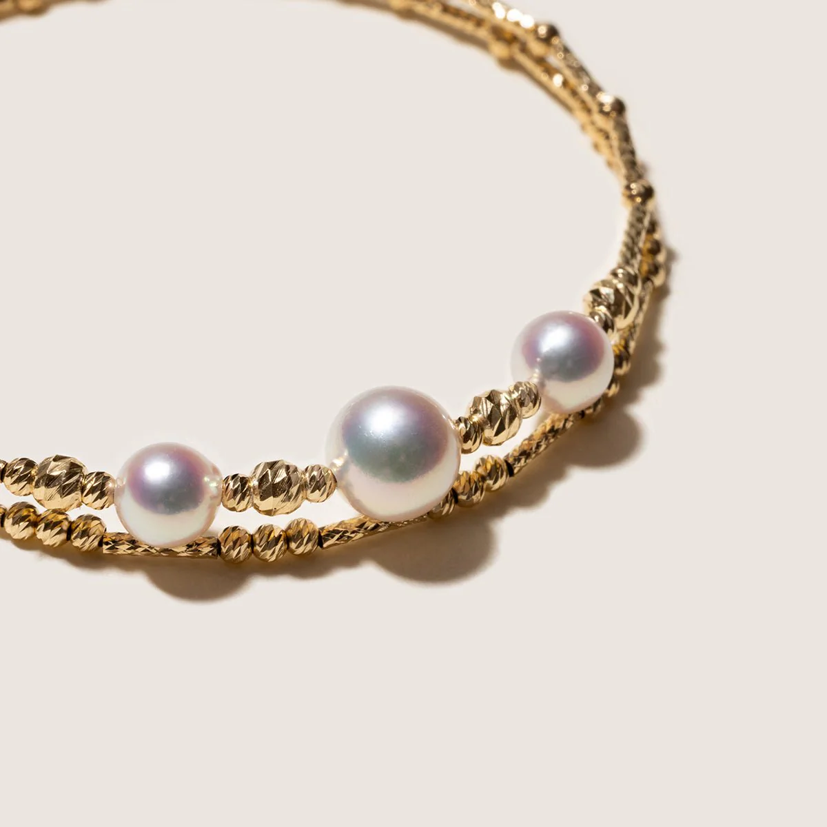 Freshwater Pearl Gold Vermeil Stretch Bracelet in 925 Sterling Silver - Image 3