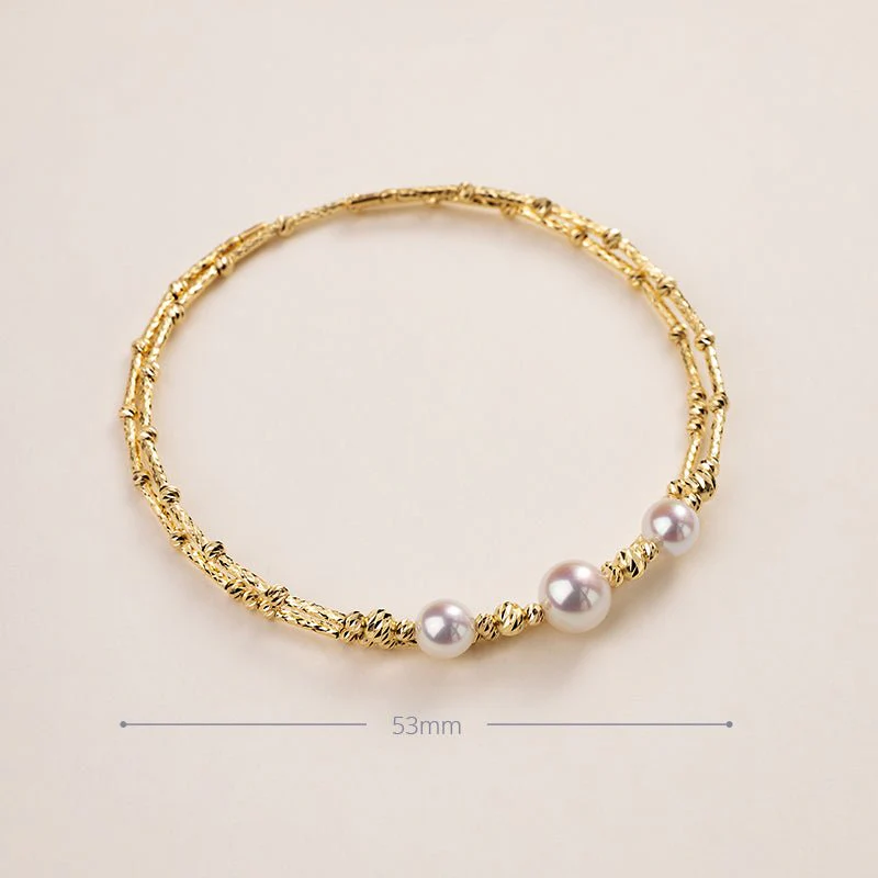 Freshwater Pearl Gold Vermeil Stretch Bracelet in 925 Sterling Silver - Image 9