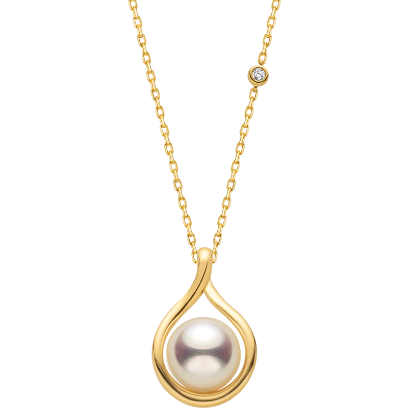 Freshwater Pearl Gold Vermeil Teardrop Pendant Necklace in 925 Sterling Silver