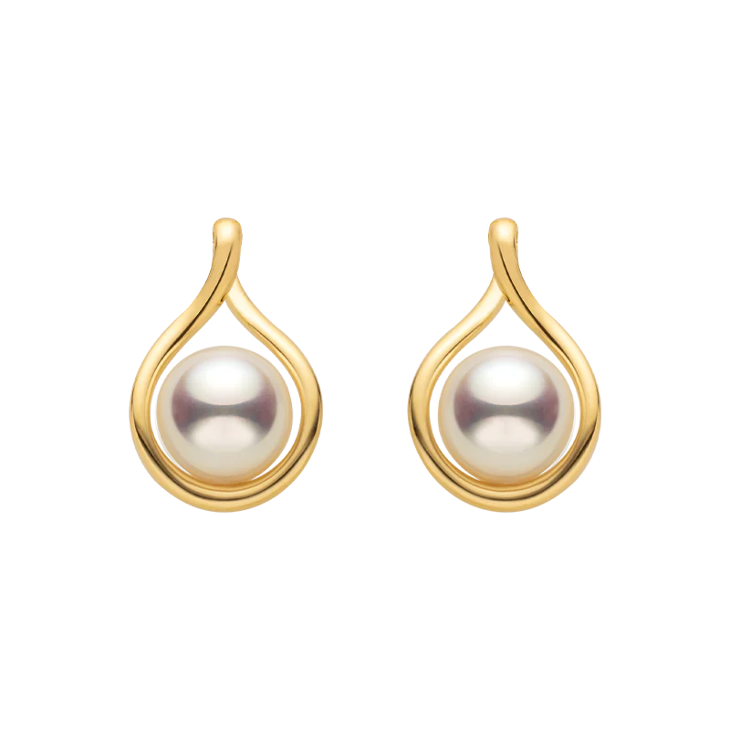 Freshwater Pearl Gold Vermeil Teardrop Stud Earrings in 925 Sterling Silver