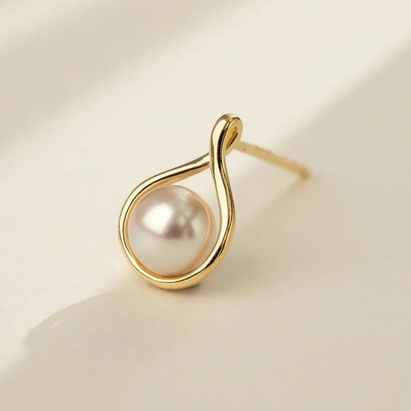 Freshwater Pearl Gold Vermeil Teardrop Stud Earrings in 925 Sterling Silver - Image 6