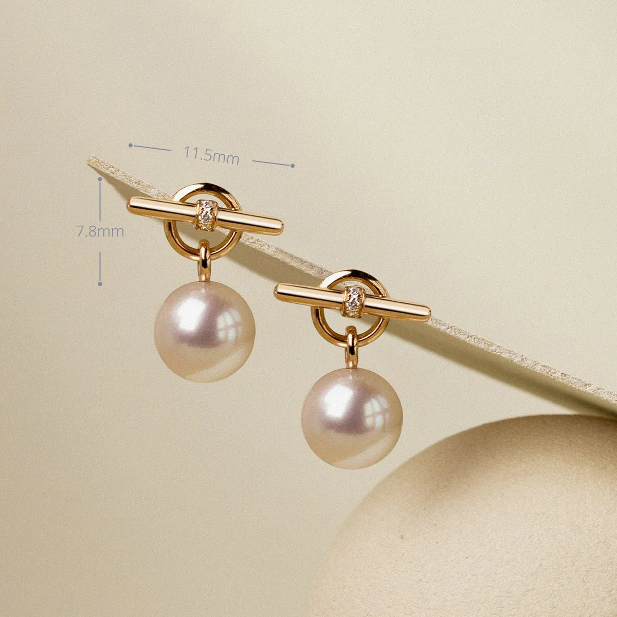 Freshwater Pearl Lab-grown Diamond Rose Gold Vermeil Parallel Clasp Drop Earrings in 925 Sterling Silver - Image 3