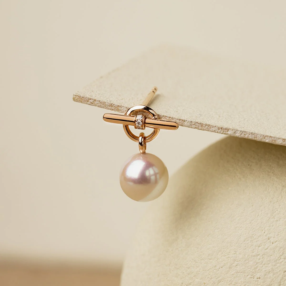 Freshwater Pearl Lab-grown Diamond Rose Gold Vermeil Parallel Clasp Drop Earrings in 925 Sterling Silver - Image 7