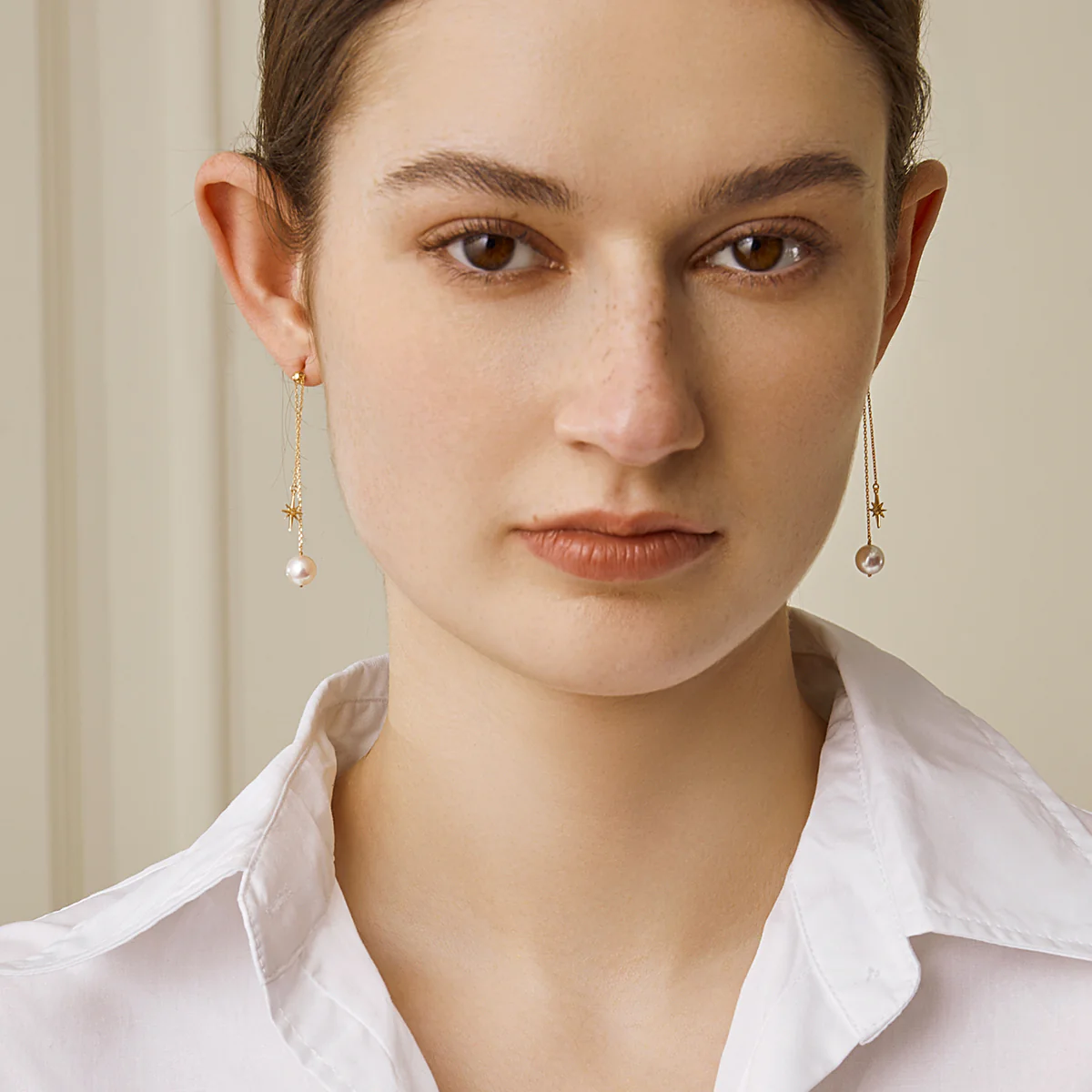Freshwater Pearl North Star Drop Earrings in Gold Plating 925 Sterling Silver - Image 6