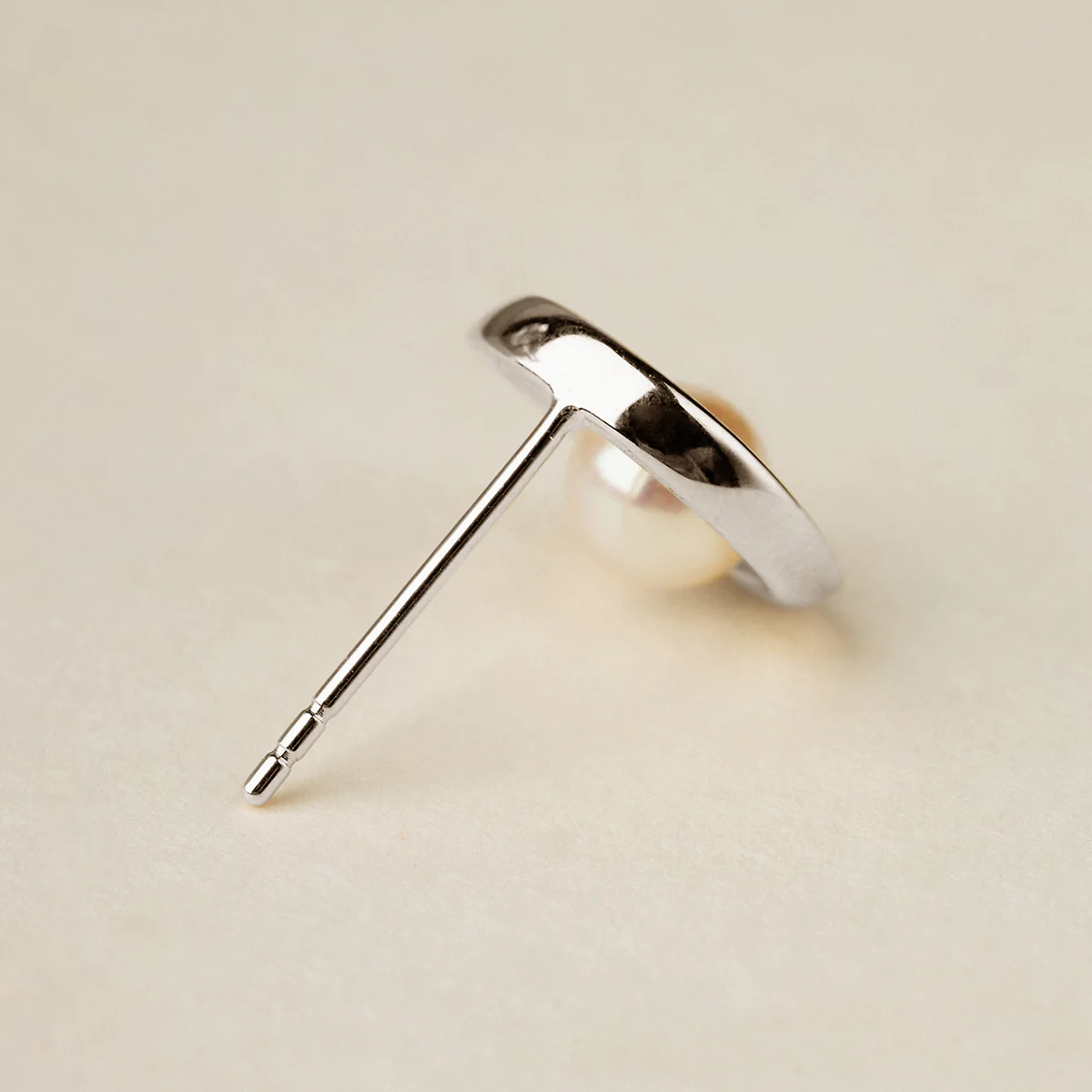 Freshwater Pearl Open Circle Orbit Stud Earrings in 925 Sterling Silver - Image 7
