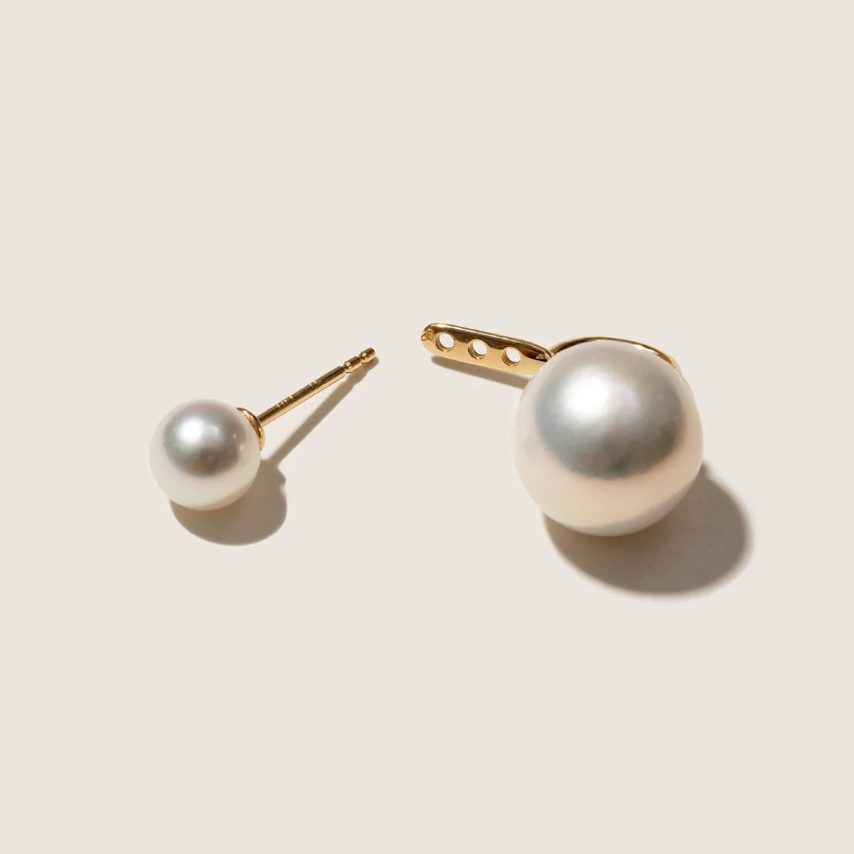 Freshwater Pearls 14K Gold Fashion Double Modular Earrings - Image 4
