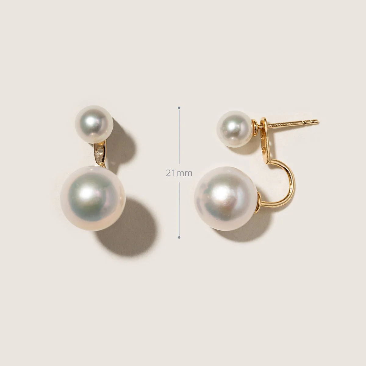 Freshwater Pearls 14K Gold Fashion Double Modular Earrings - Image 7
