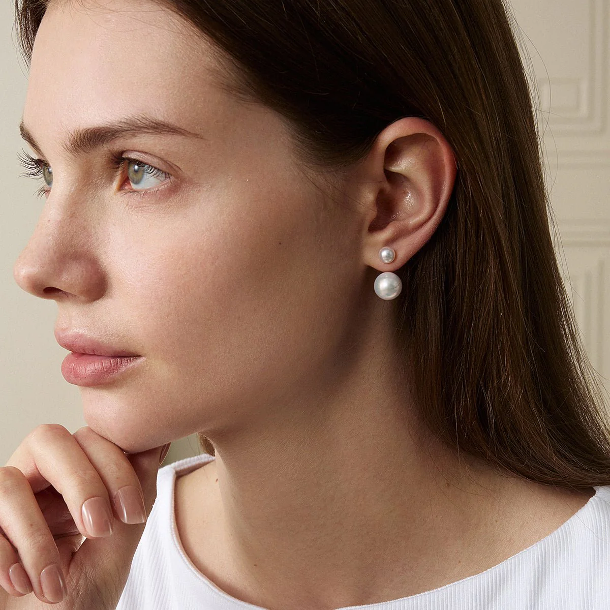 Freshwater Pearls 14K Gold Fashion Double Modular Earrings - Image 8