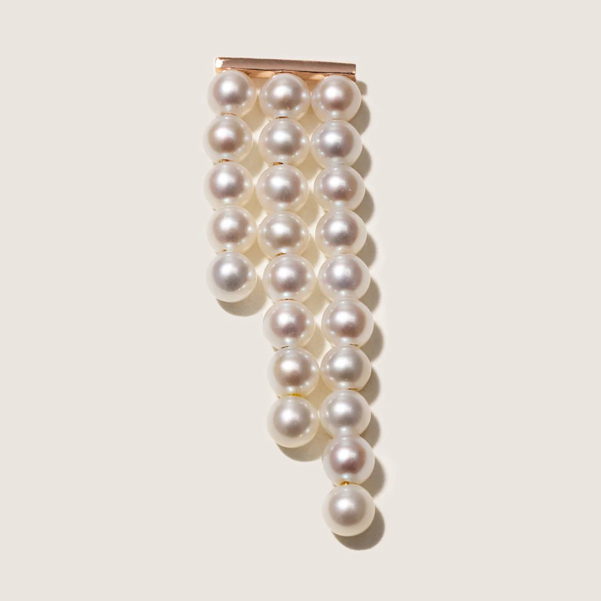 Freshwater Pearls 14K Gold Geometric Waterfall Earrings - Image 3