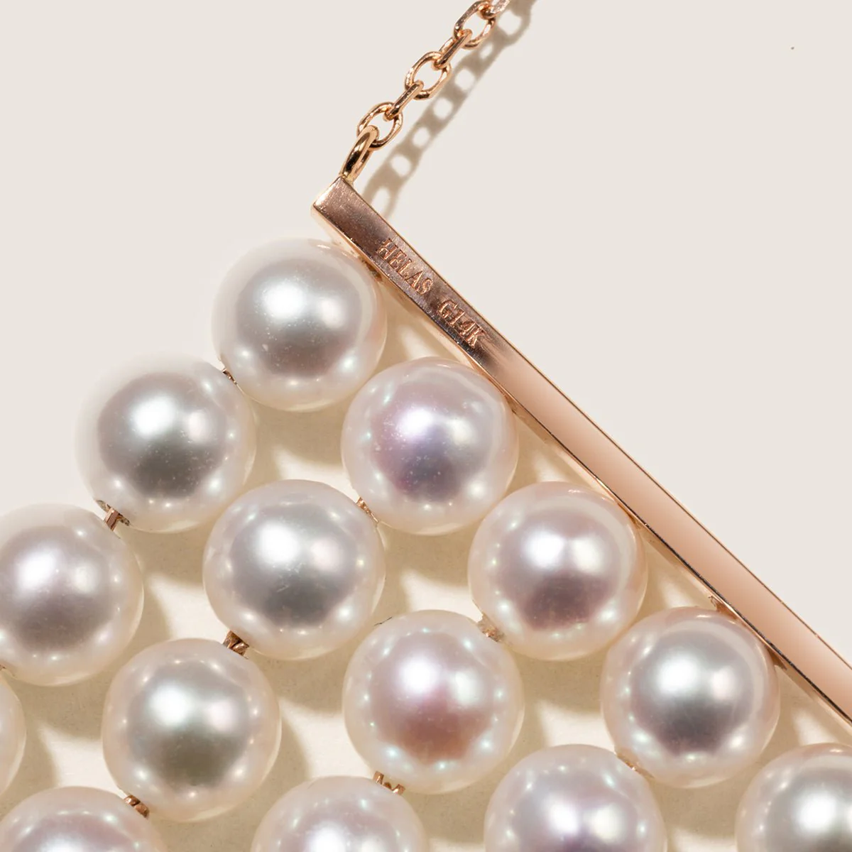 Freshwater Pearls 14K Gold Geometric Waterfall Necklace - Image 5