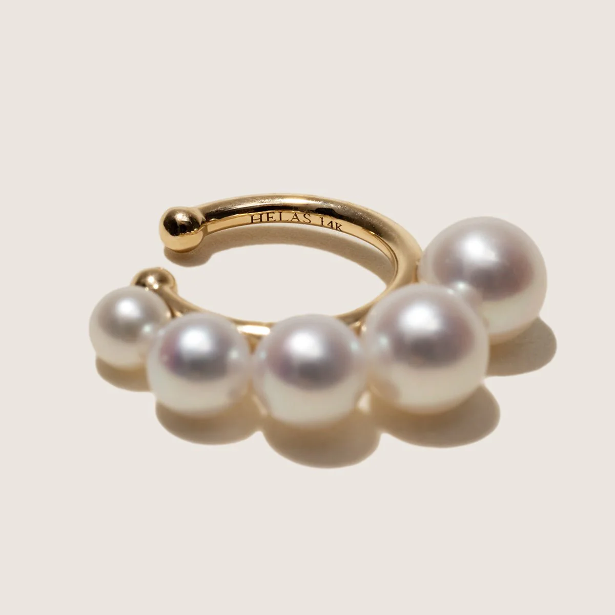Freshwater Pearls 14K Gold Gradient Hoop Earring Cuff - Image 4