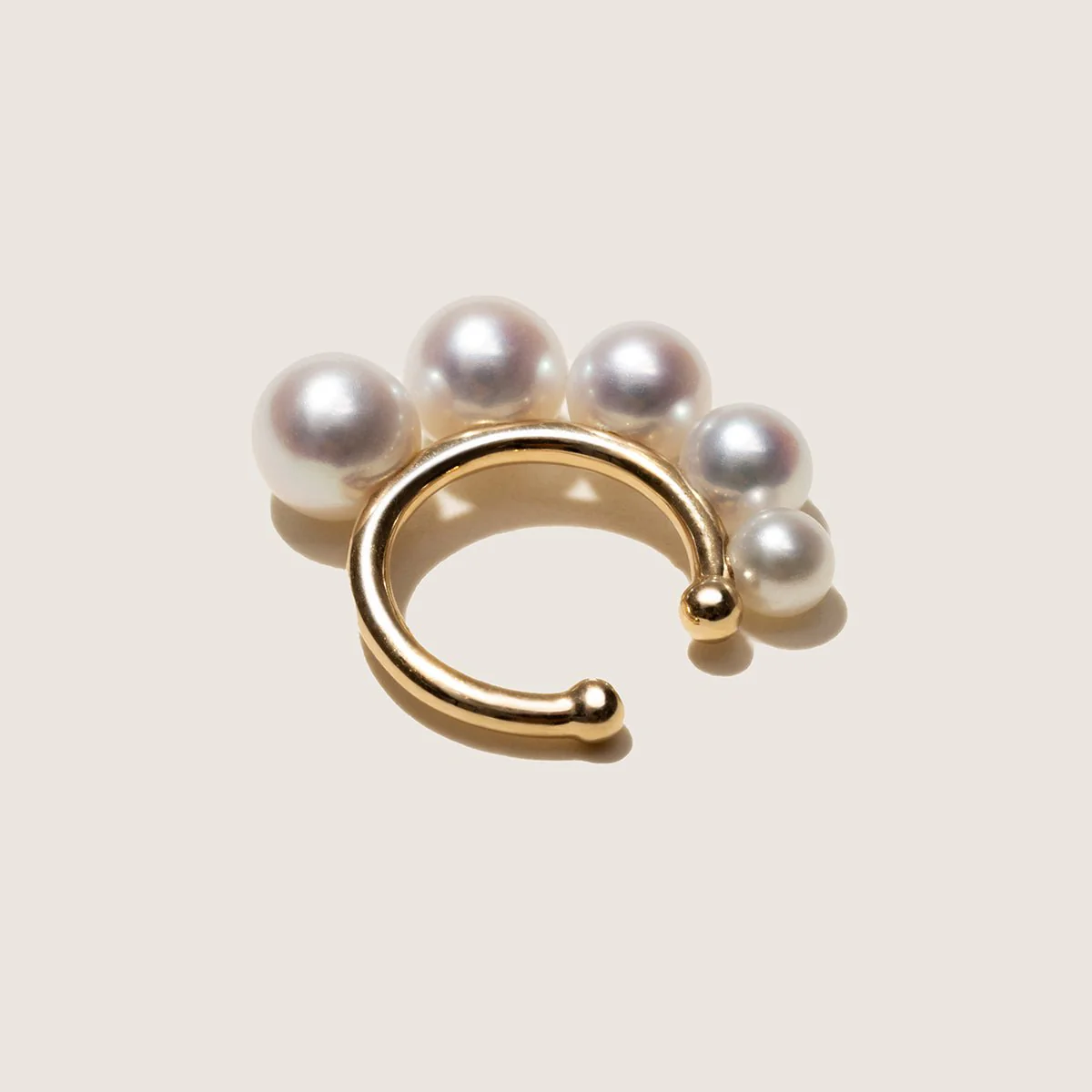 Freshwater Pearls 14K Gold Gradient Hoop Earring Cuff - Image 5