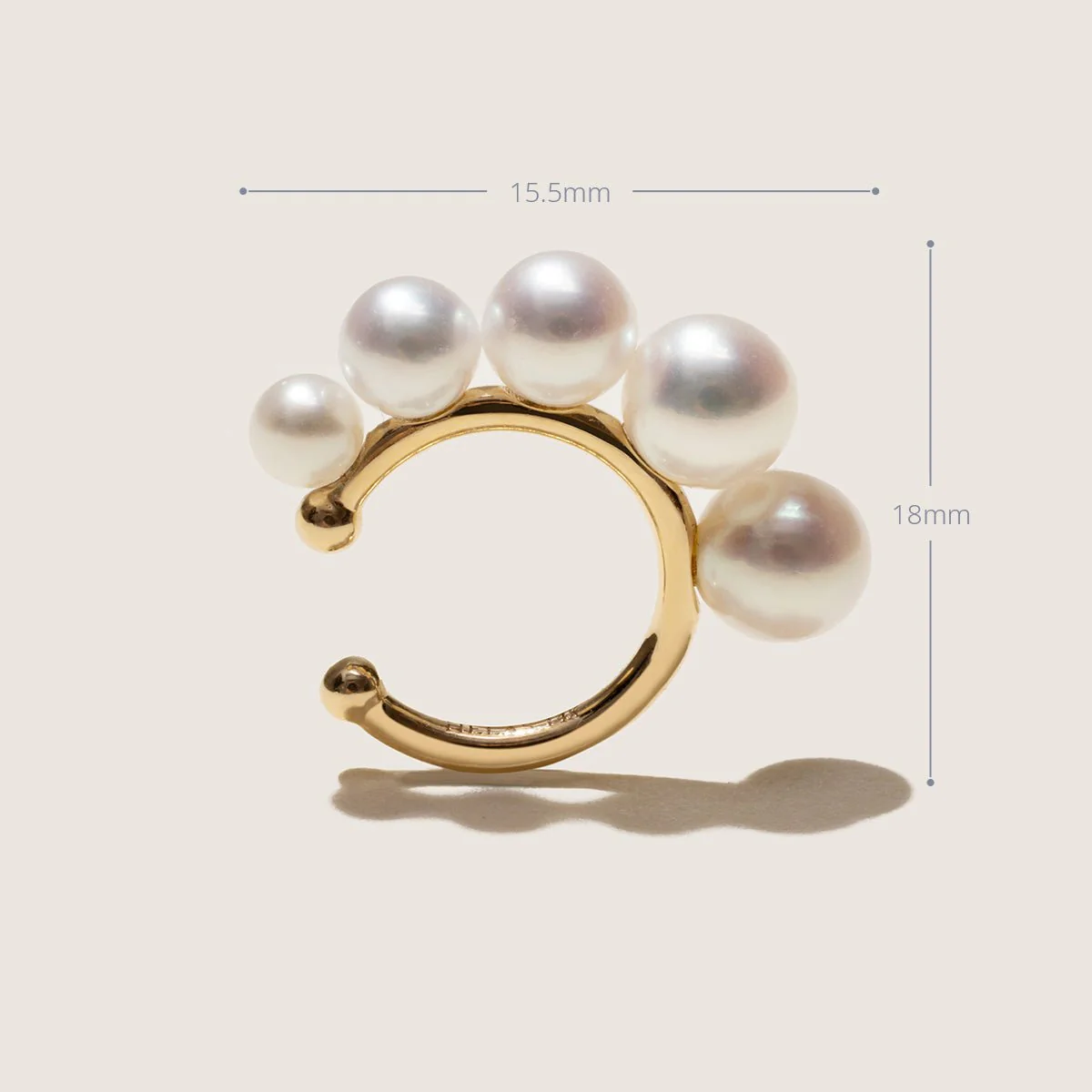 Freshwater Pearls 14K Gold Gradient Hoop Earring Cuff - Image 9