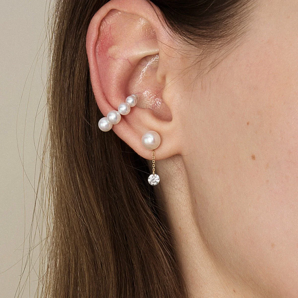 Freshwater Pearls 14K Gold Lab-Grown Diamonds Flicker Modular Earrings - Image 7
