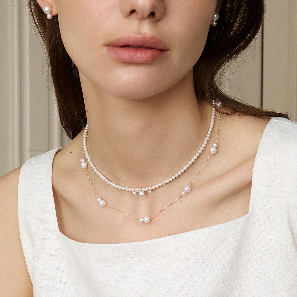 Freshwater Pearls 14K Gold Lab-Grown Diamonds Flicker Strand Necklace - Image 7