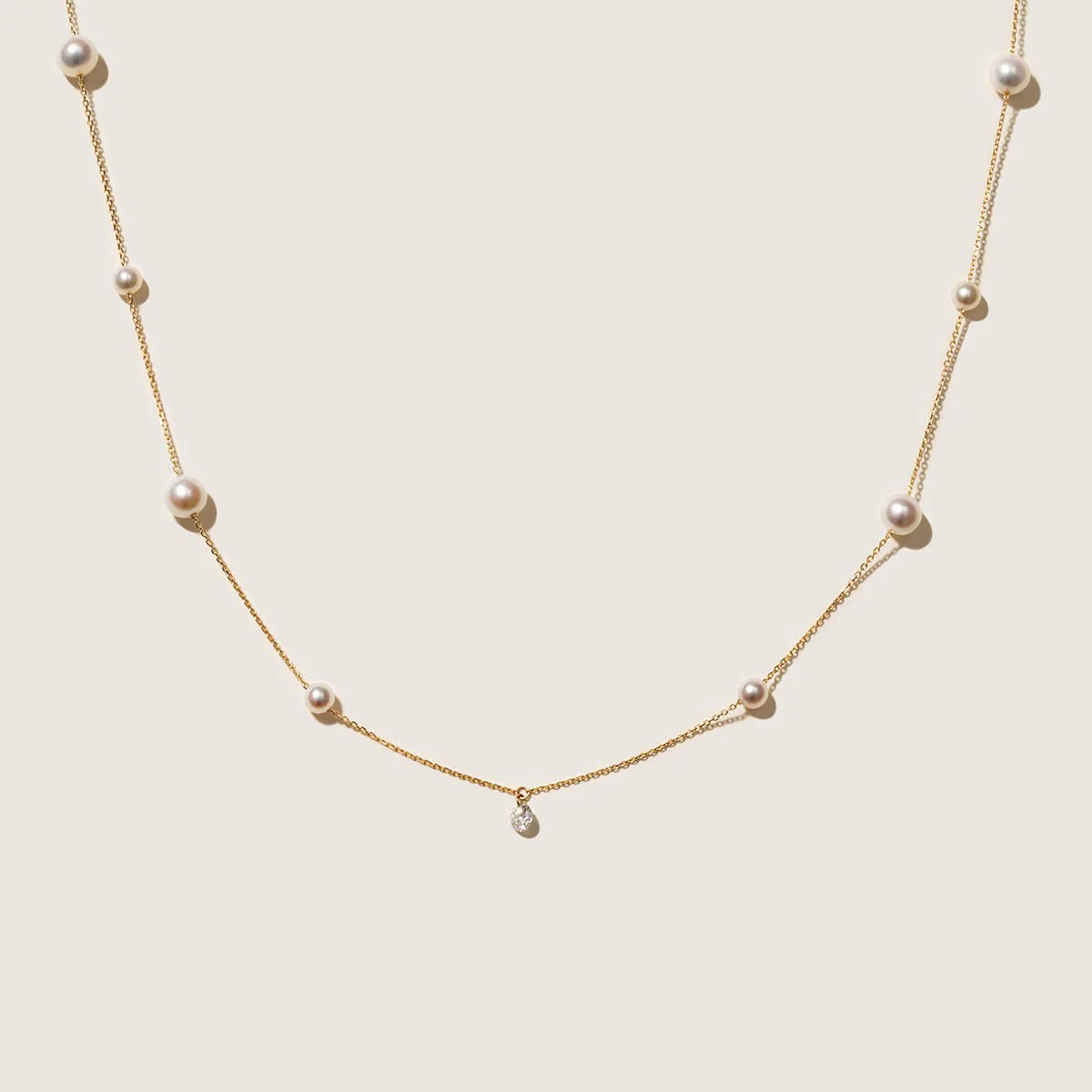 Freshwater Pearls 14K Gold Lab-Grown Diamonds Hidden Glint Necklace - Image 3
