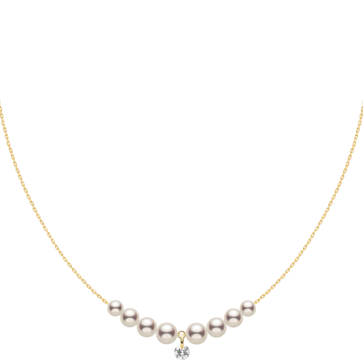 Freshwater Pearls 14K Gold Lab-Grown Diamonds Smiling Drop Necklace