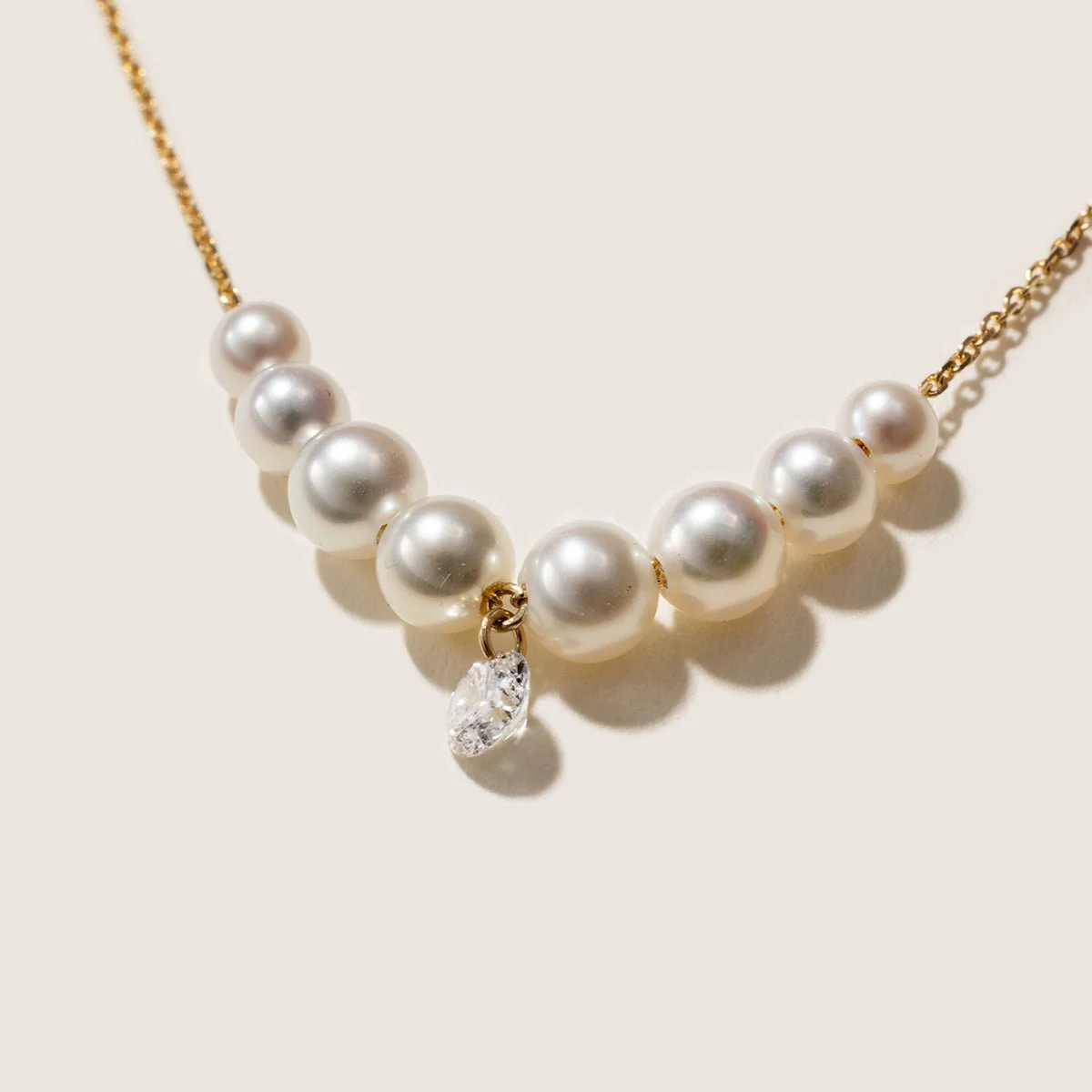 Freshwater Pearls 14K Gold Lab-Grown Diamonds Smiling Drop Necklace - Image 3
