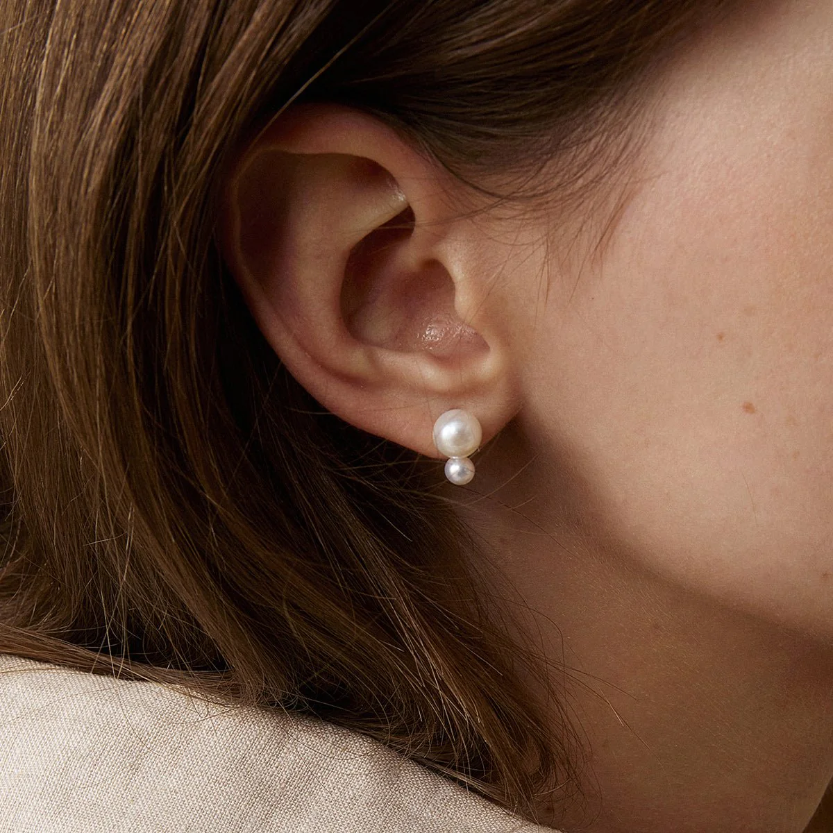 Freshwater Pearls 14K Gold Tiny & Grand Studs Earrings - Image 3