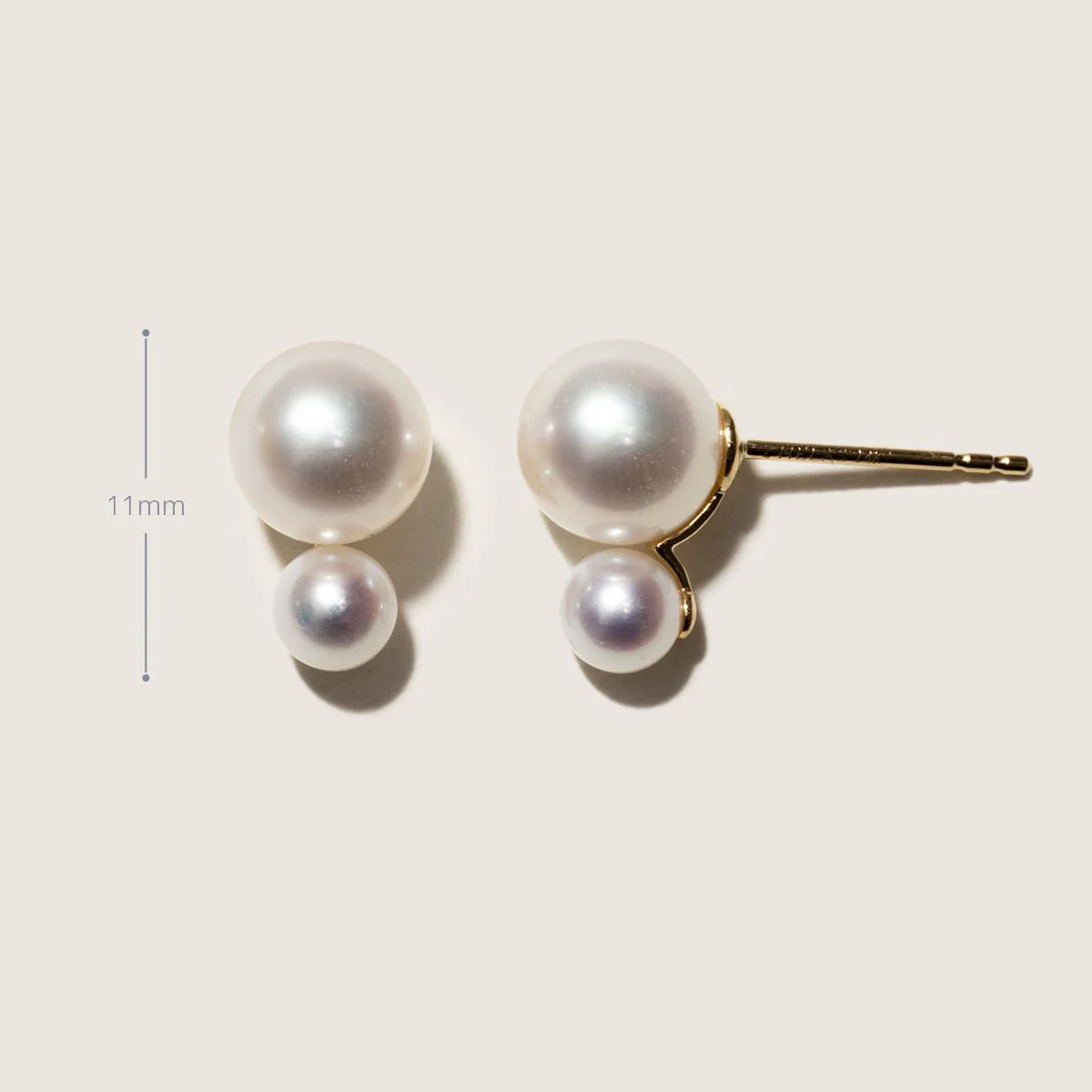 Freshwater Pearls 14K Gold Tiny & Grand Studs Earrings - Image 8