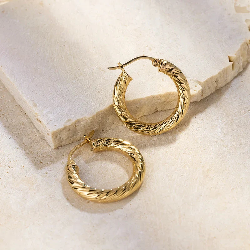 Gold Vermeil Knot Textured Hoop Earrings in 925 Sterling Silver - Image 3