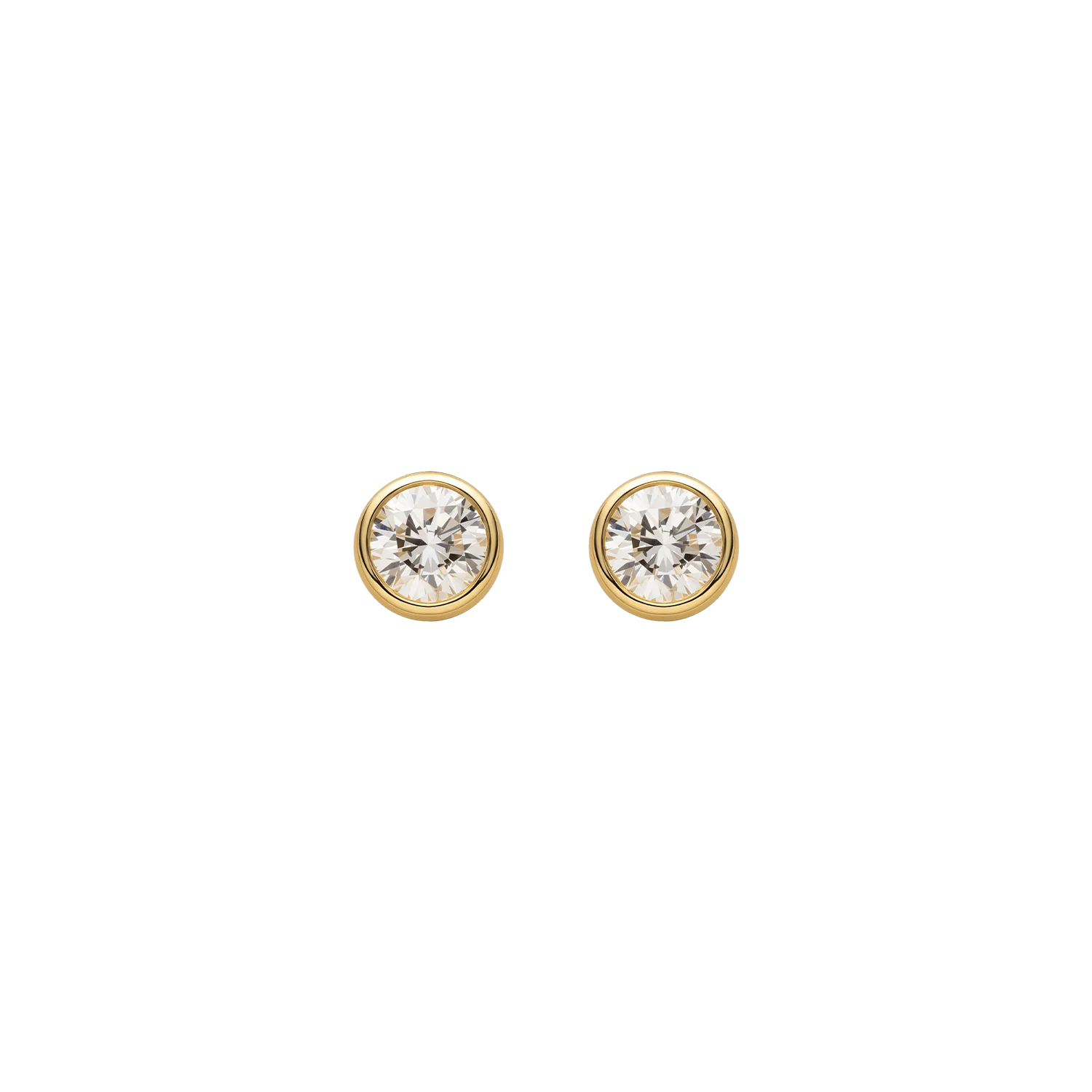 Lab-Grown Diamond Gold Vermeil Bezel Set Stud Earrings in 925 Sterling Silver