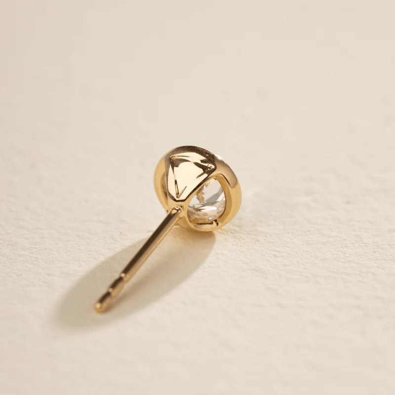 Lab-Grown Diamond Gold Vermeil Bezel Set Stud Earrings in 925 Sterling Silver - Image 3