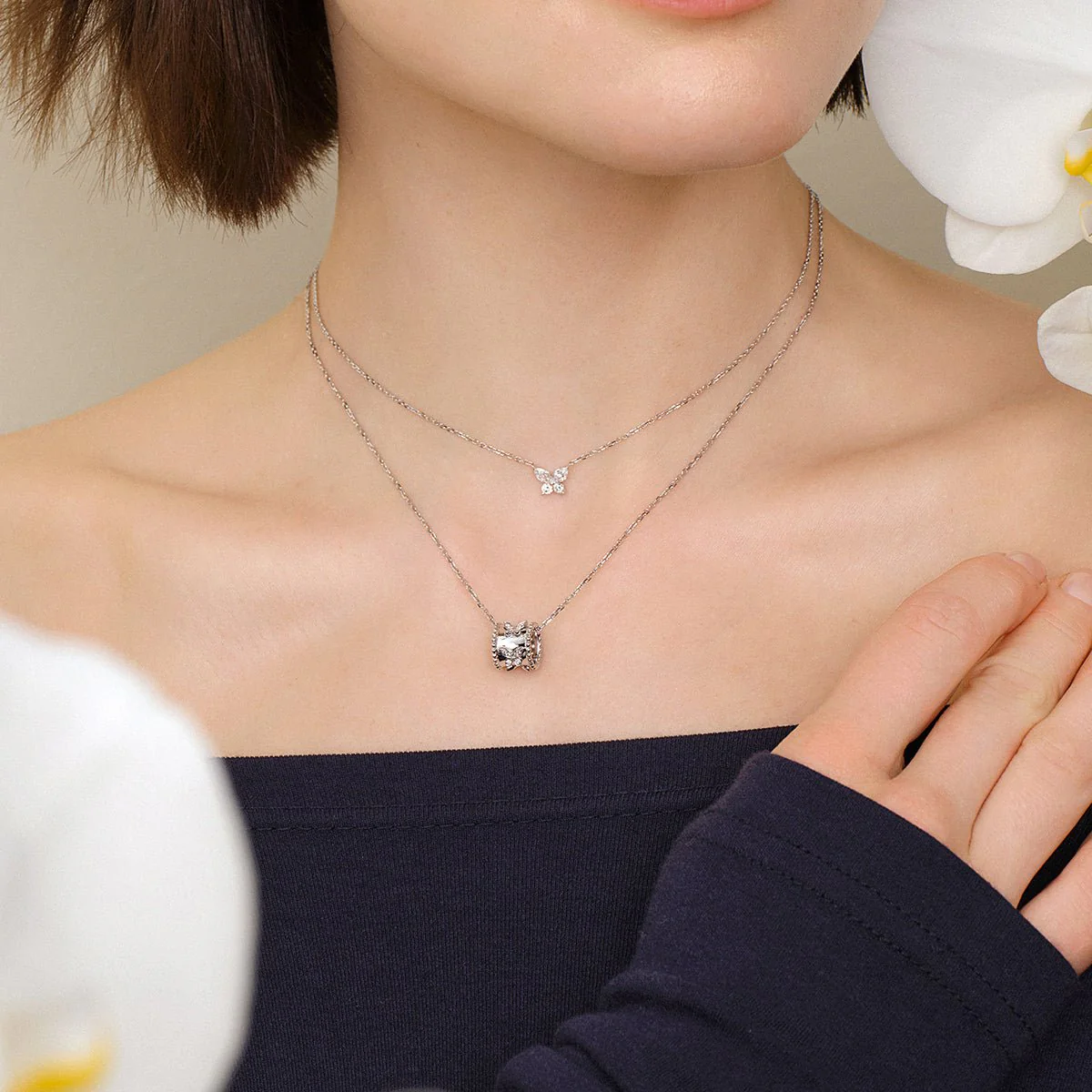 Lab-Grown Diamond Kaleidoscope Butterfly Pendant Necklace in 925 Sterling Silver - Image 2