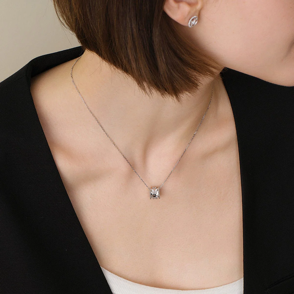 Lab-Grown Diamond Kaleidoscope Butterfly Pendant Necklace in 925 Sterling Silver - Image 4