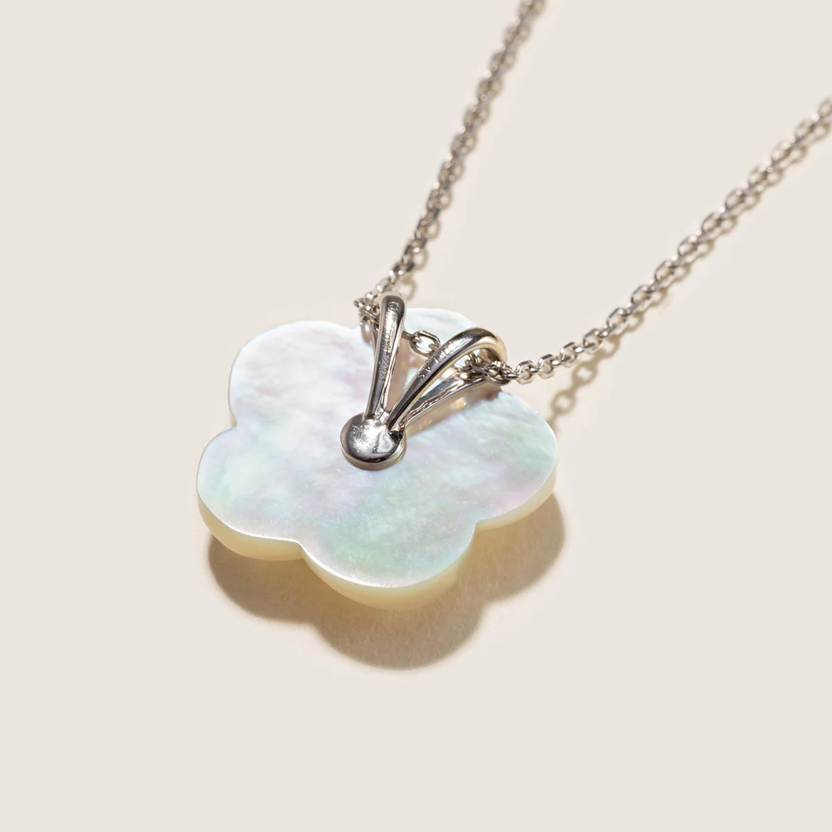 Mother-of-pearl 10K 14K White Gold Lab-Grown Diamond Gardenia Pendant Necklace - Image 9