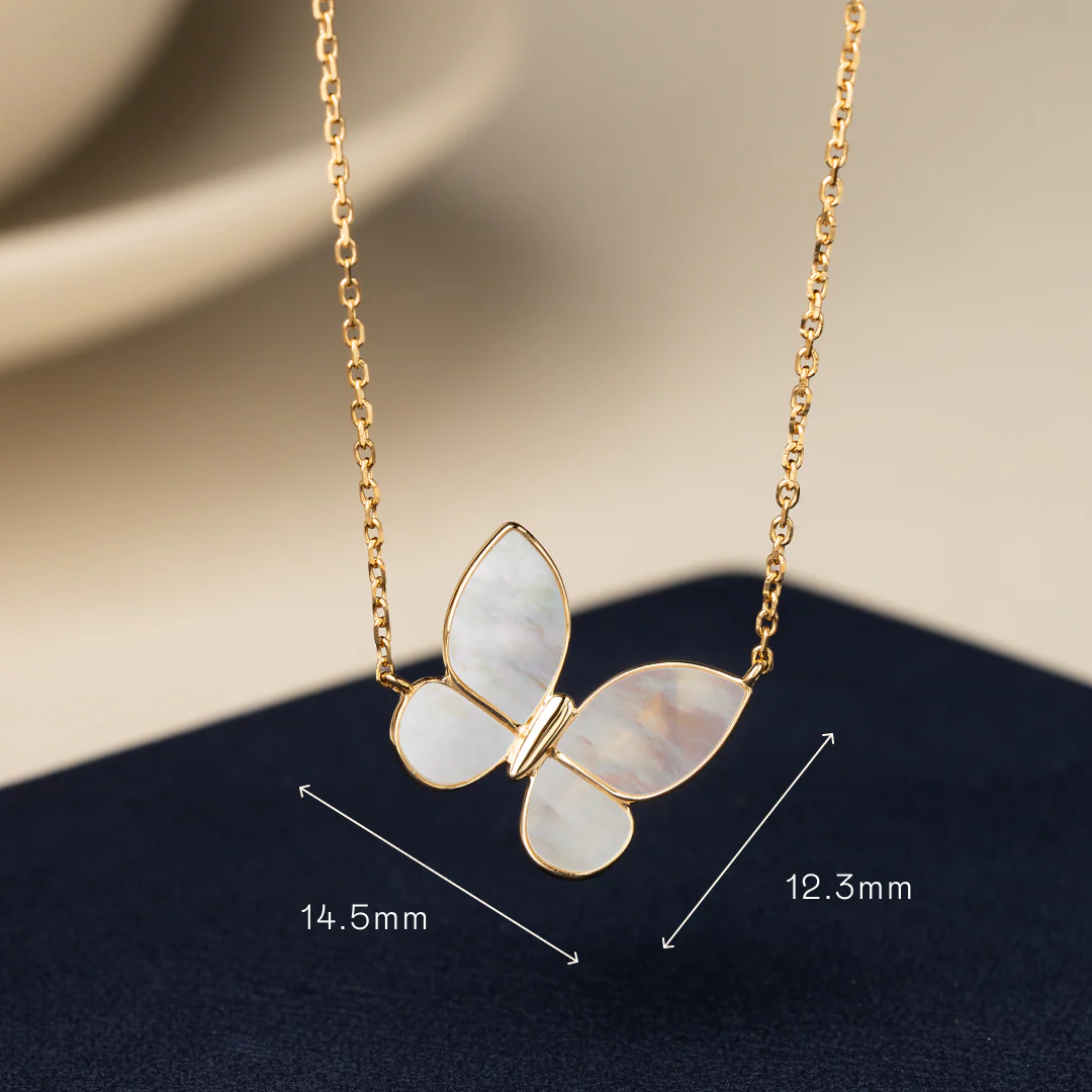 Mother-of-Pearl Gold Vermeil Butterfly Necklace in 925 Sterling Silver - Image 3