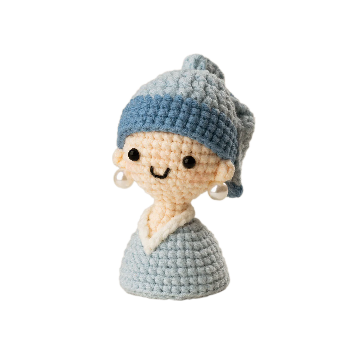 Pearl Earring Girl Crochet HandāKnitted Art Yarn Doll Keychain