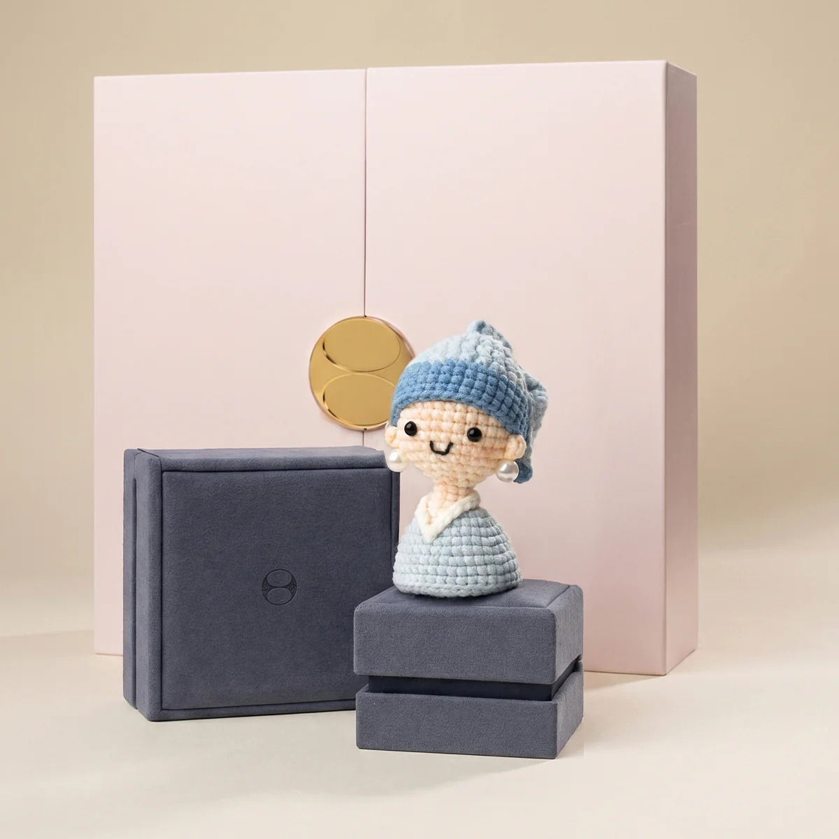 Pearl Earring Girl Crochet HandāKnitted Art Yarn Doll Keychain - Image 8