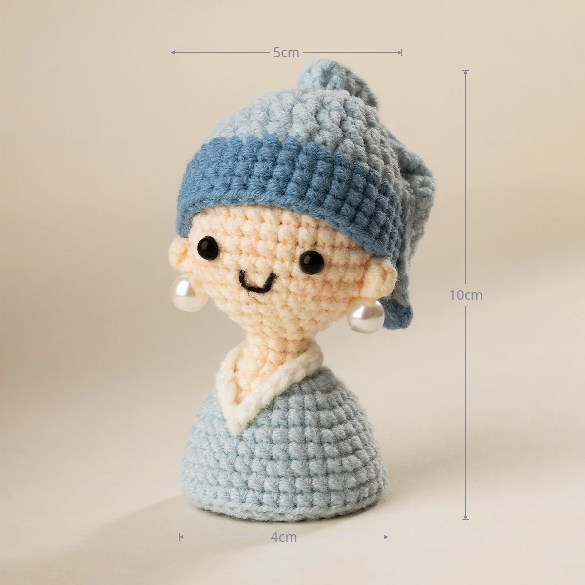 Pearl Earring Girl Crochet HandāKnitted Art Yarn Doll Keychain - Image 9